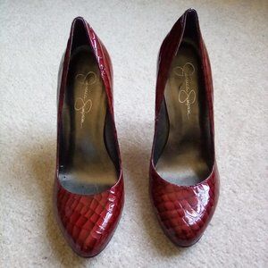 Jessica Simpson red heels. Size 7 1/2.